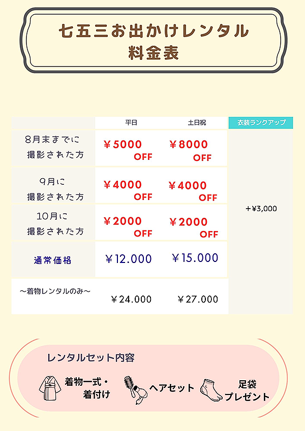 お出かけ料金表