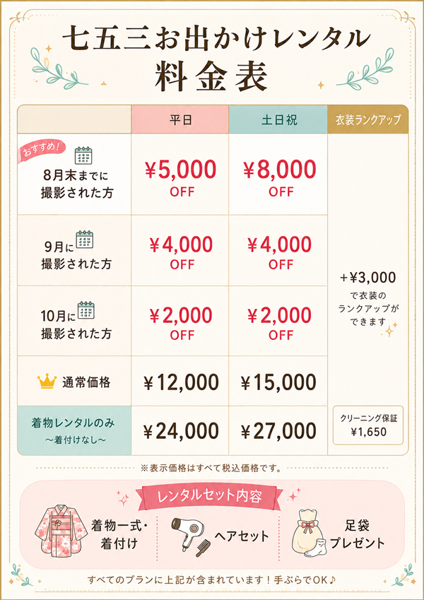 お出かけ料金表